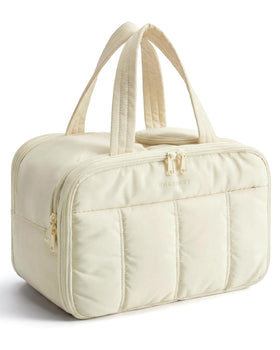 BAGSMART trousse de toilette voyage beige vue de face avec poigné