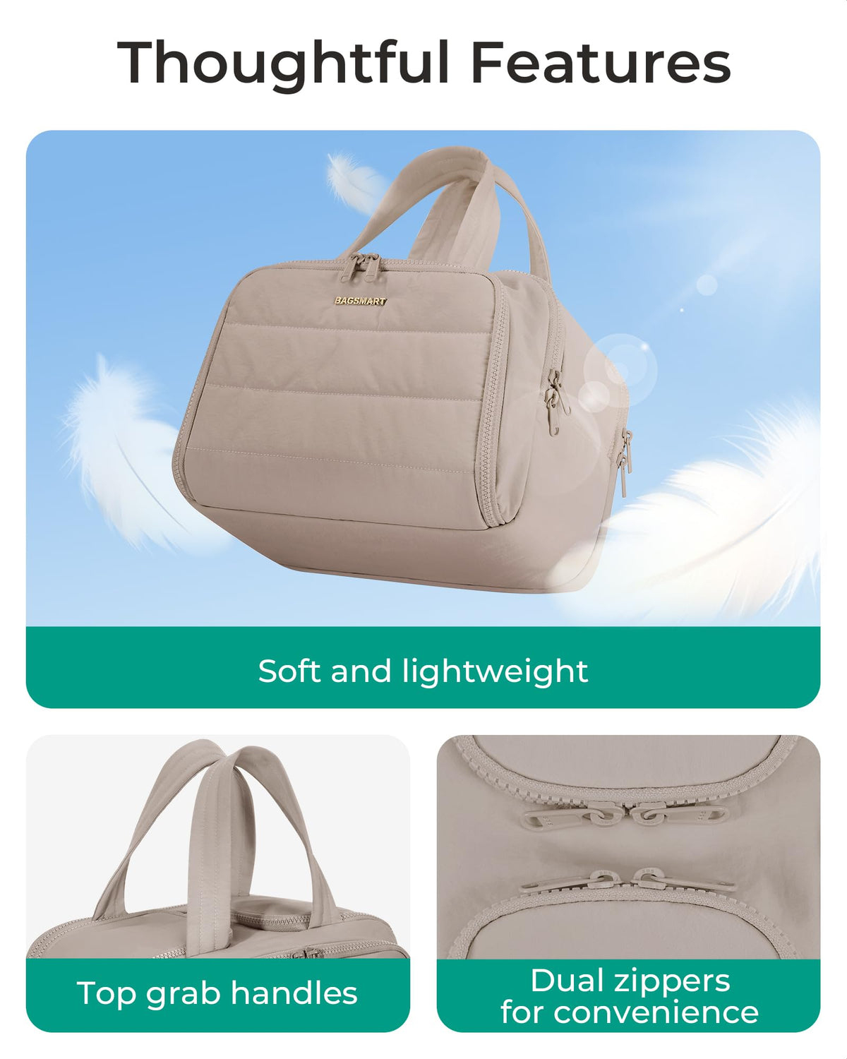 BAGSMART Trousse de Toilette Voyage posée debout avec flacons