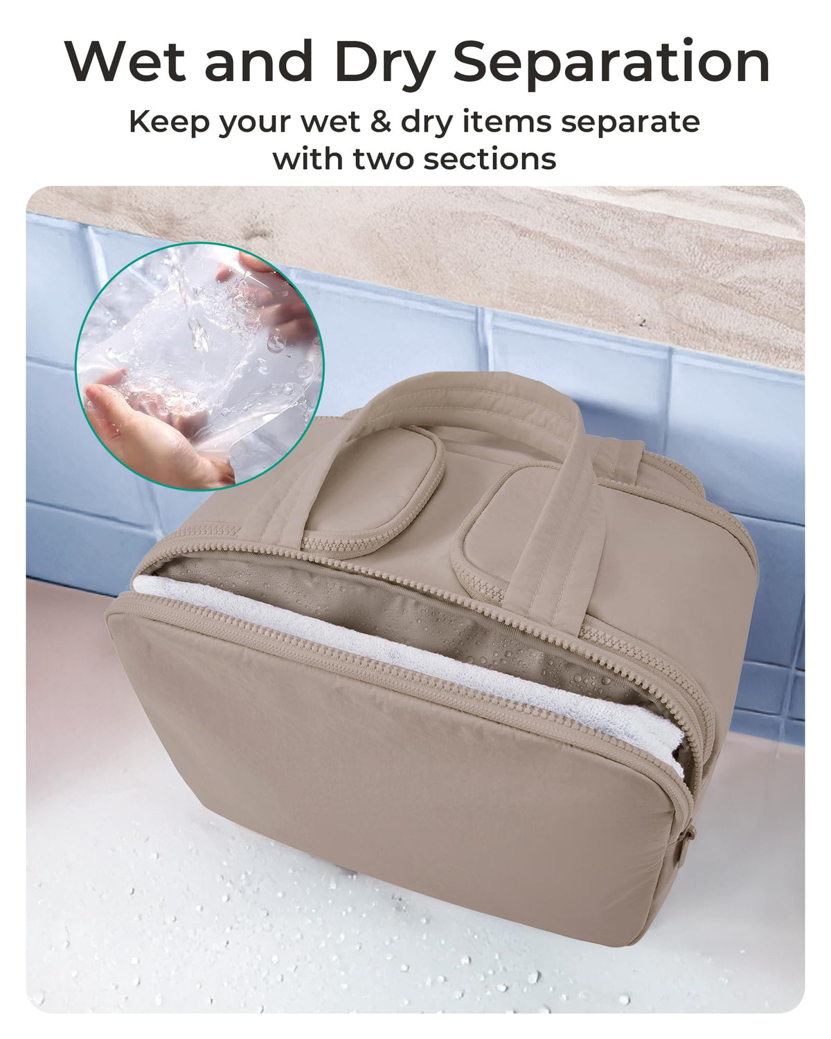 BAGSMART Trousse de Toilette Voyage vue de côté avec zip