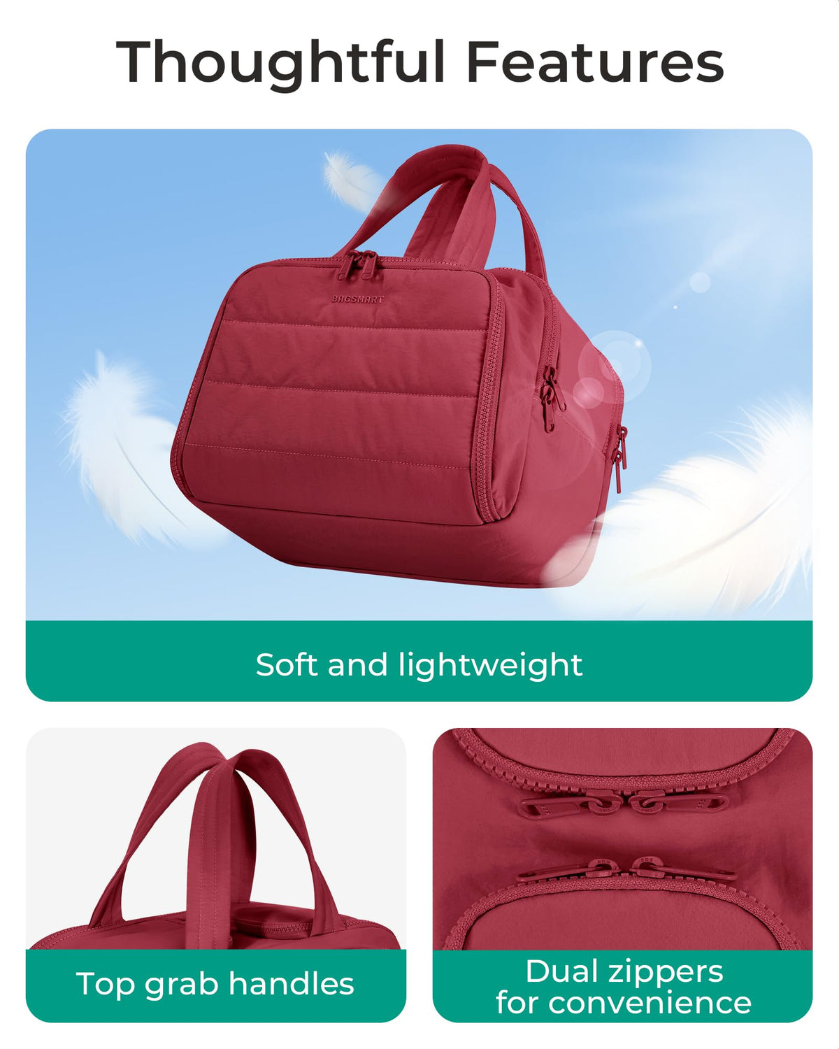 BAGSMART trousse de toilette vue latérale avec fermeture éclair