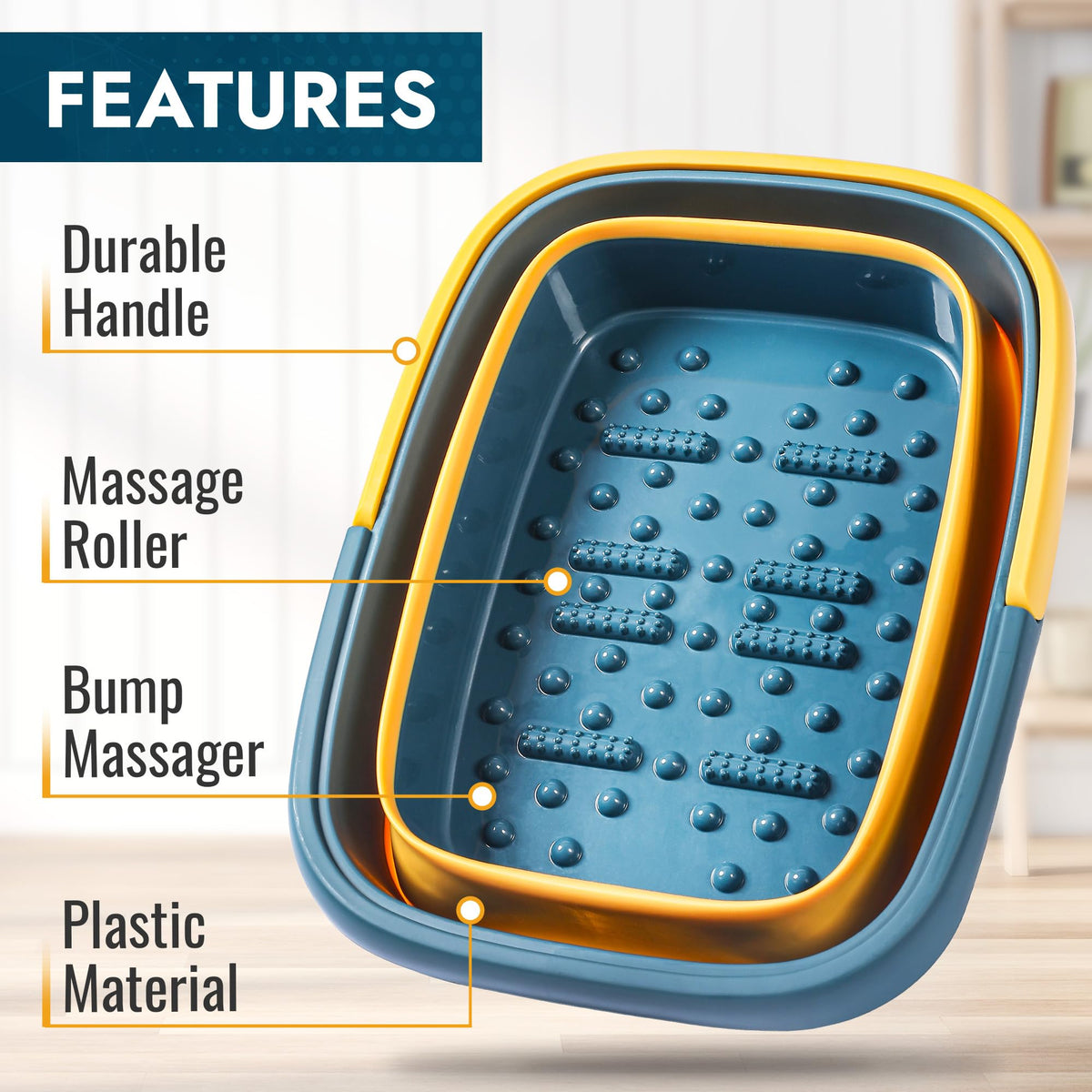 Bain de pied pliable AllSett Health plié pour un rangement facile