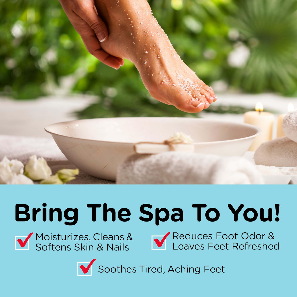 Bain de pieds Fungi-Nail au tea tree avec des fleurs