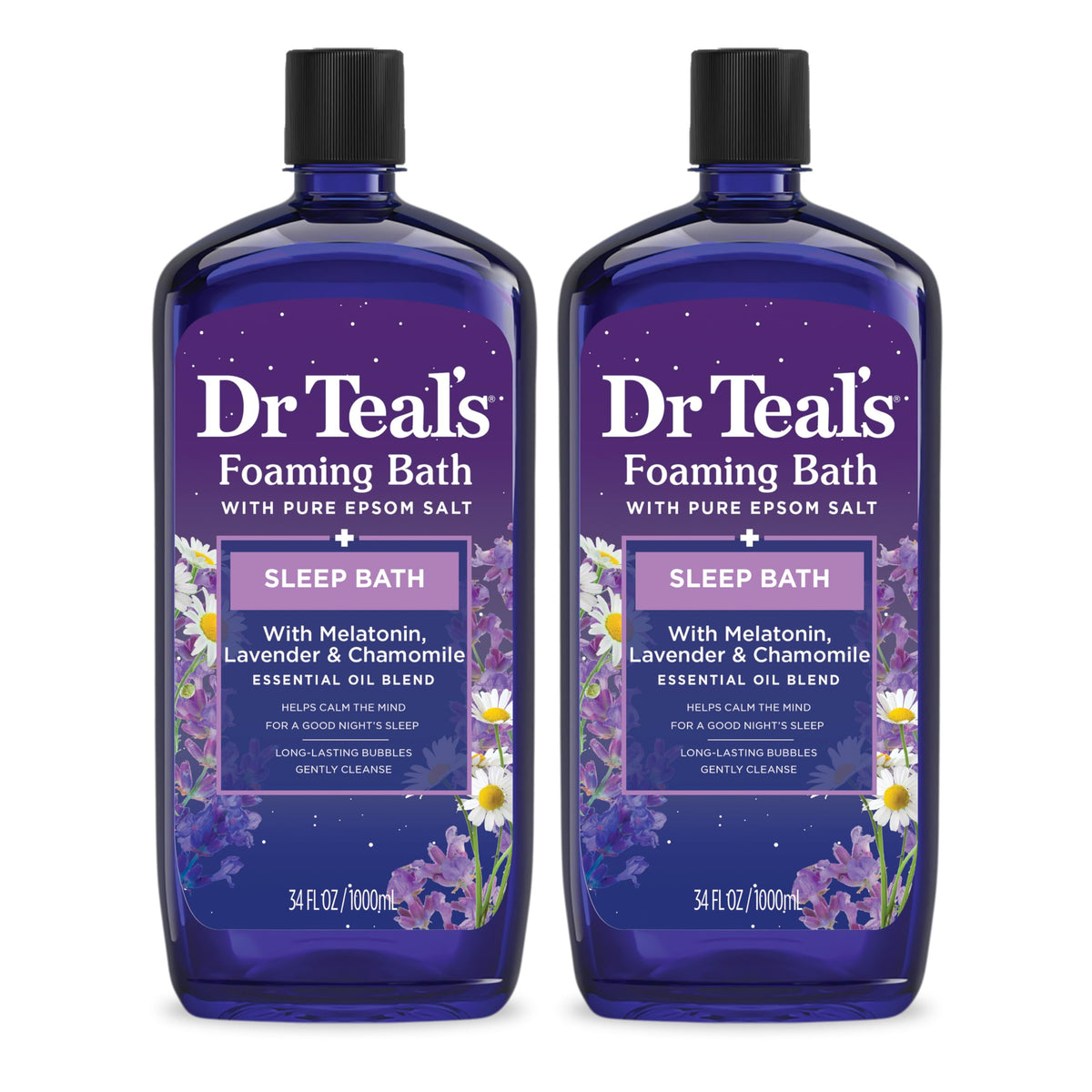Bain moussant Dr Teal's 34 fl oz vue avant avec étiquette