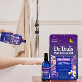 Bain moussant Dr Teal's dans une salle de bain élégante