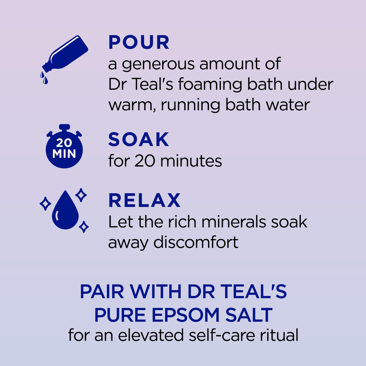Bain Moussant Dr Teal's versé dans une baignoire