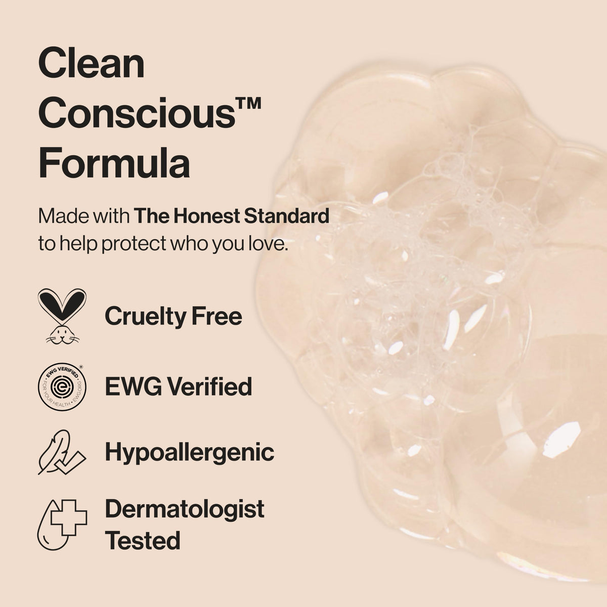 Bain moussant The Honest Company sur fond apaisant