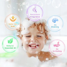 Bain rempli de mousse avec une bombe de bain Yekery
