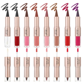 BAISEN DIARY Crayon à Lèvres Mat et Gloss Ombre Rouge Vin en gros plan