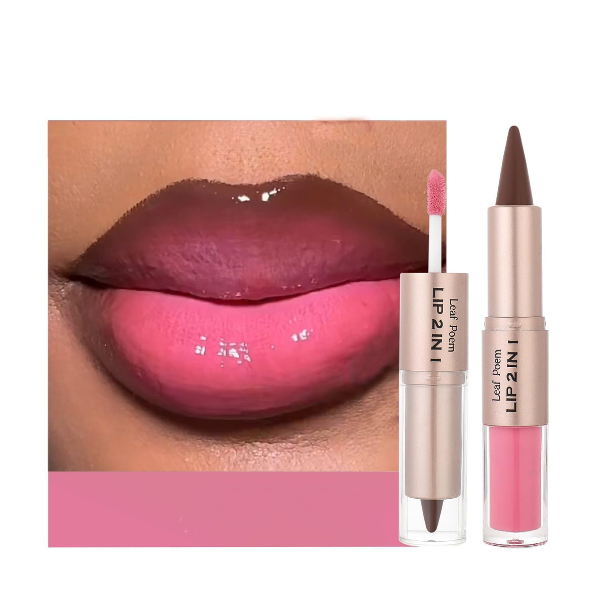 BAISEN DIARY Duo Crayon à Lèvres Mat et Gloss Ombre #03 Berry Pink, vue de face