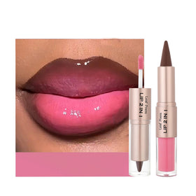 BAISEN DIARY Duo Crayon à Lèvres Mat et Gloss Ombre #03 Berry Pink, vue de face