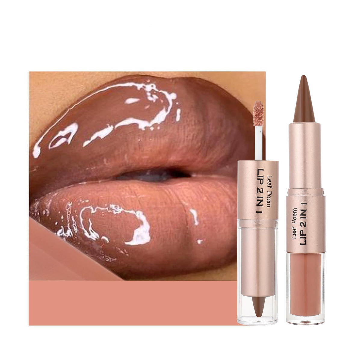 BAISEN DIARY Duo Crayon à Lèvres Mat et Gloss Ombre #06 Caramel Brown Nude - vue de face
