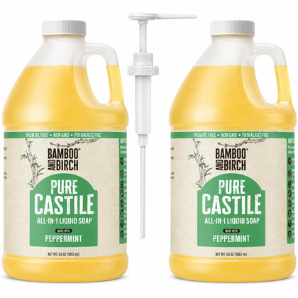 BAMBOO AND BIRCH Savon Liquide Castile Pur Menthe Poivrée 1 Gallon vue avant