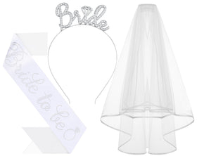 Bandeau de mariée Papoopy avec voile et sash, vue de face