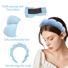 Bandeau de spa Ayesha en éponge, utilisé lors de soins faciaux