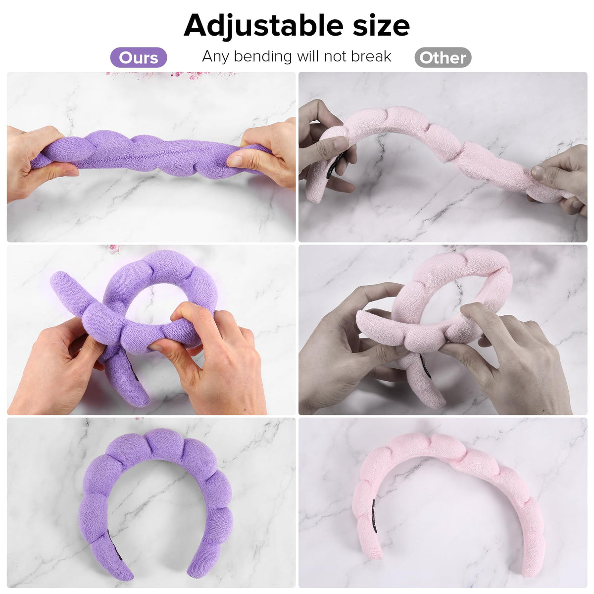 Bandeau de spa Ztomine en éponge, détail du matériau