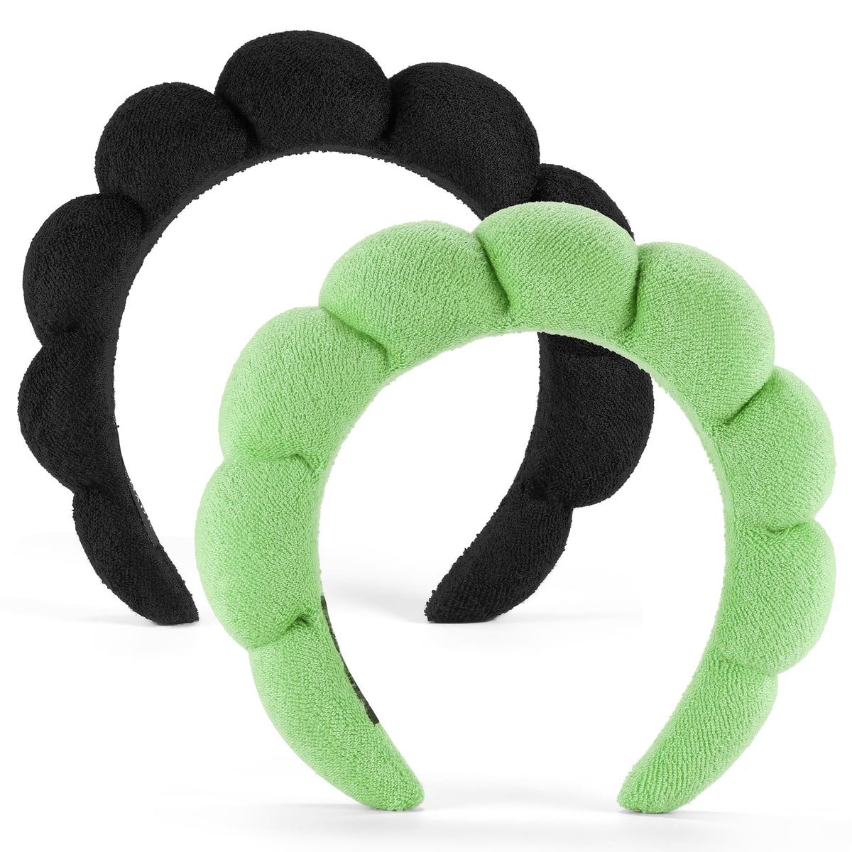 Bandeau de spa Ztomine noir et vert en éponge douce vue de face
