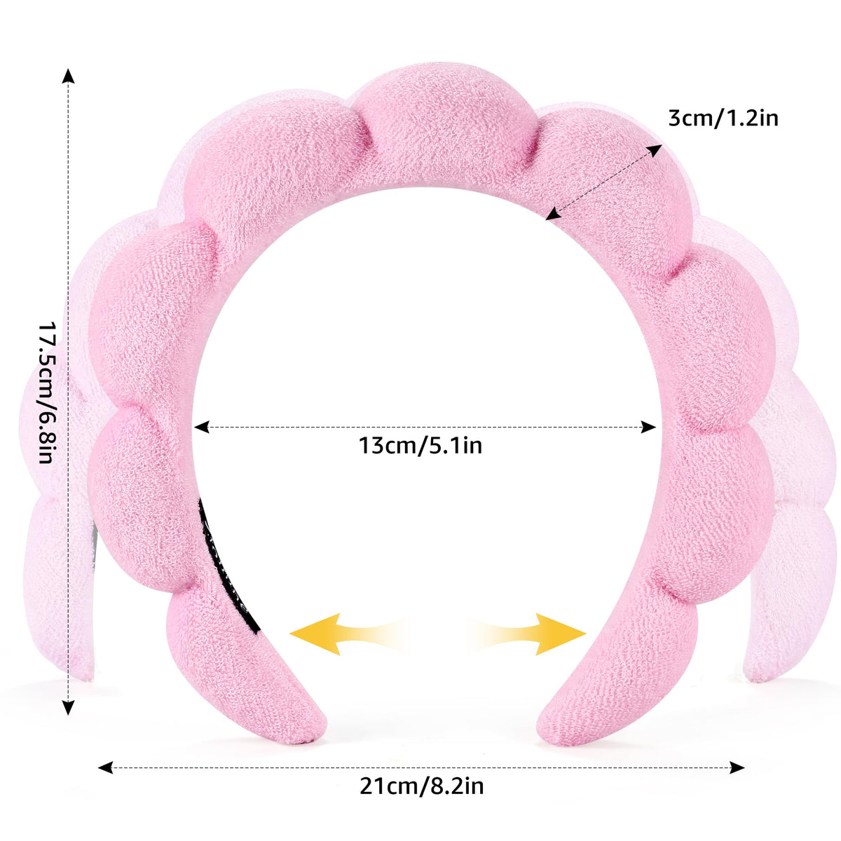Bandeau de spa Ztomine rose en éponge vue avant