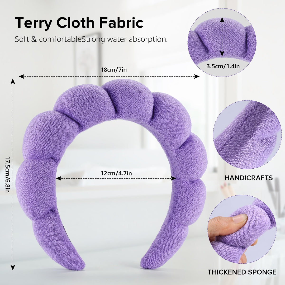 Bandeau de spa Ztomine violet porté, usage au quotidien