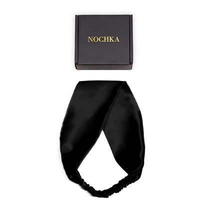 Bandeau en soie pure Nochka Fashion couleur noire, vue de face