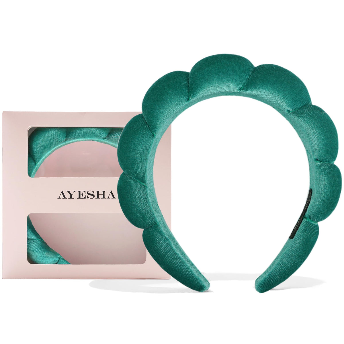 Bandeau éponge Ayesha en velours vert, vue de face