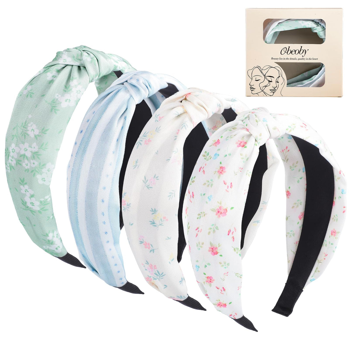 Bandeau floral noué obeoby vert avant vue