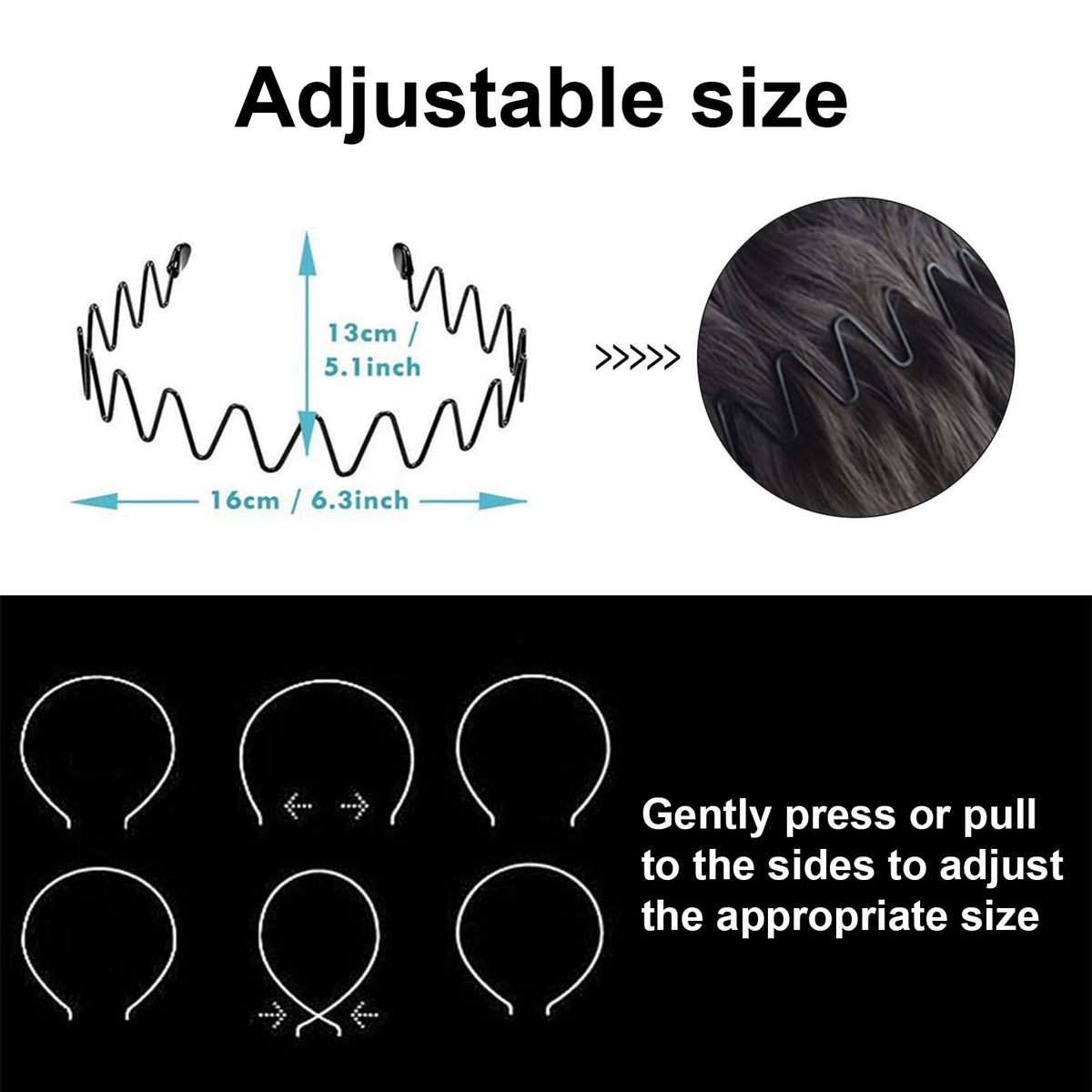Bandeau KELUBATU avec design zigzag pour cheveux épais