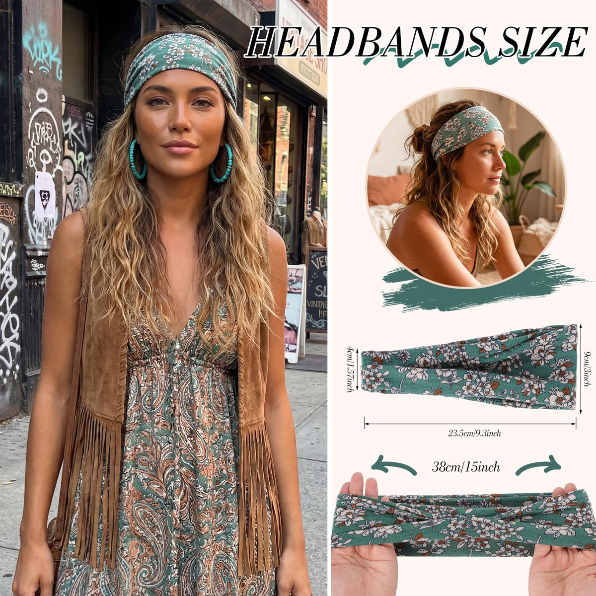 Bandeau noué en polyester, modèle réversible