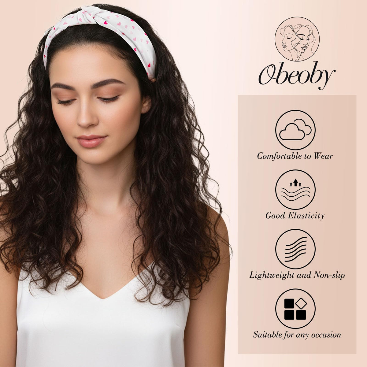 Bandeau Obeoby noué en rose sur chignon