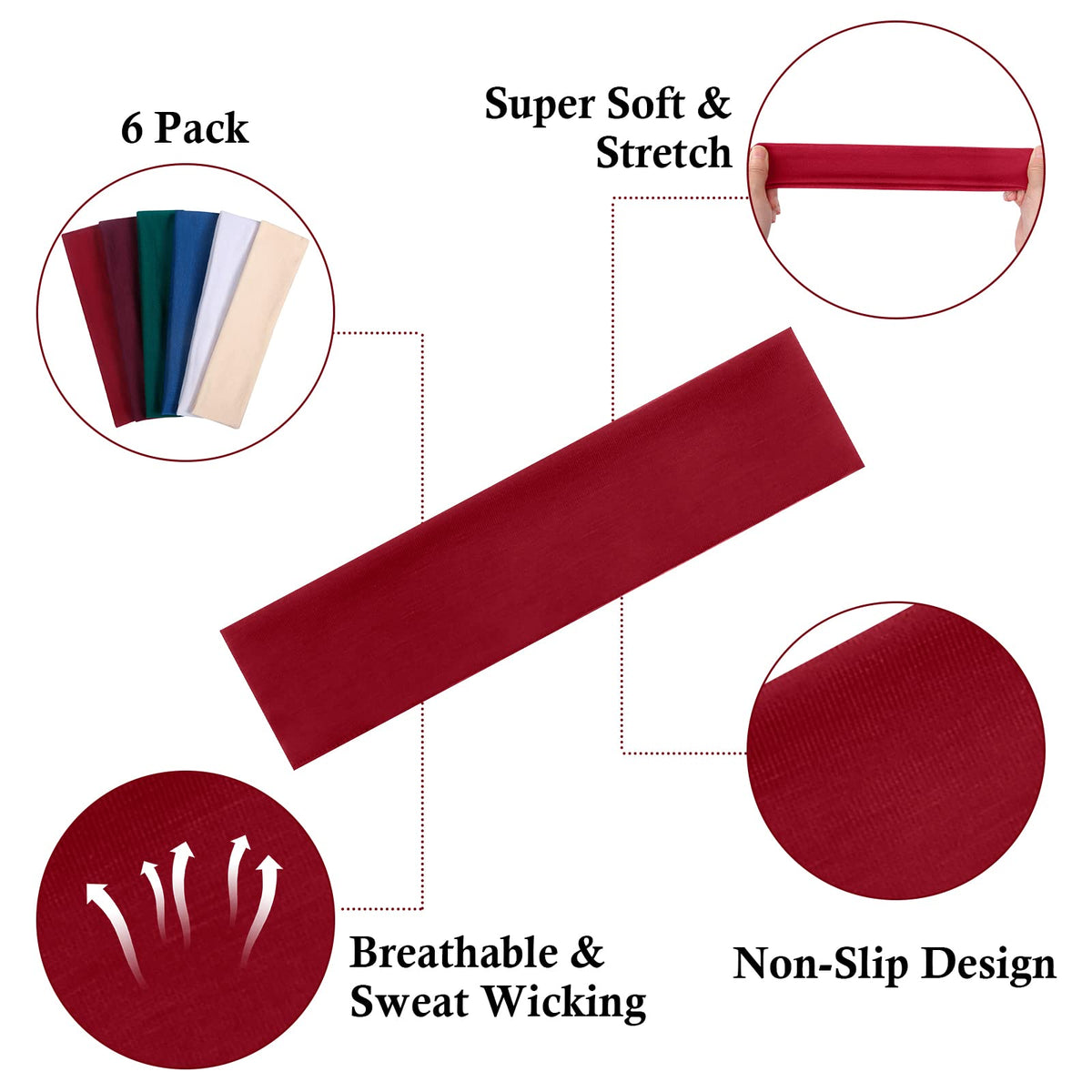 Bandeau TERSE rouge profond sur une table
