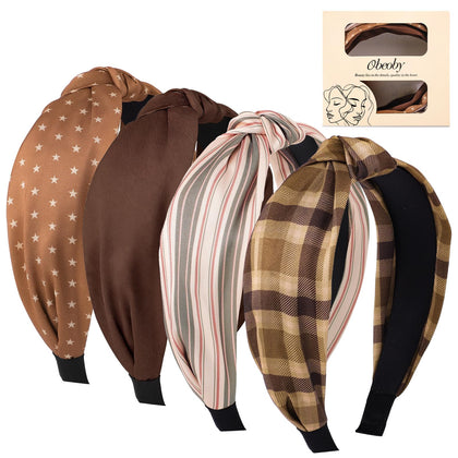 Bandeau tressé obeoby marron vue de face