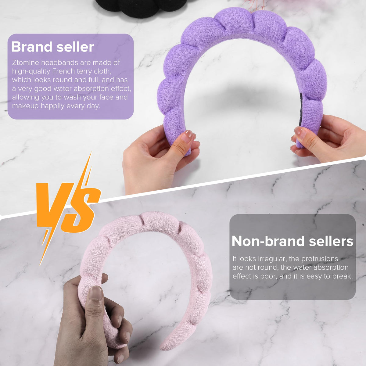 Bandeaux de spa Ztomine noir et violet, ensemble