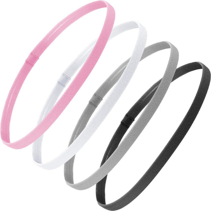 Bandeaux de sport élastiques Bememo en noir, blanc, gris et rose