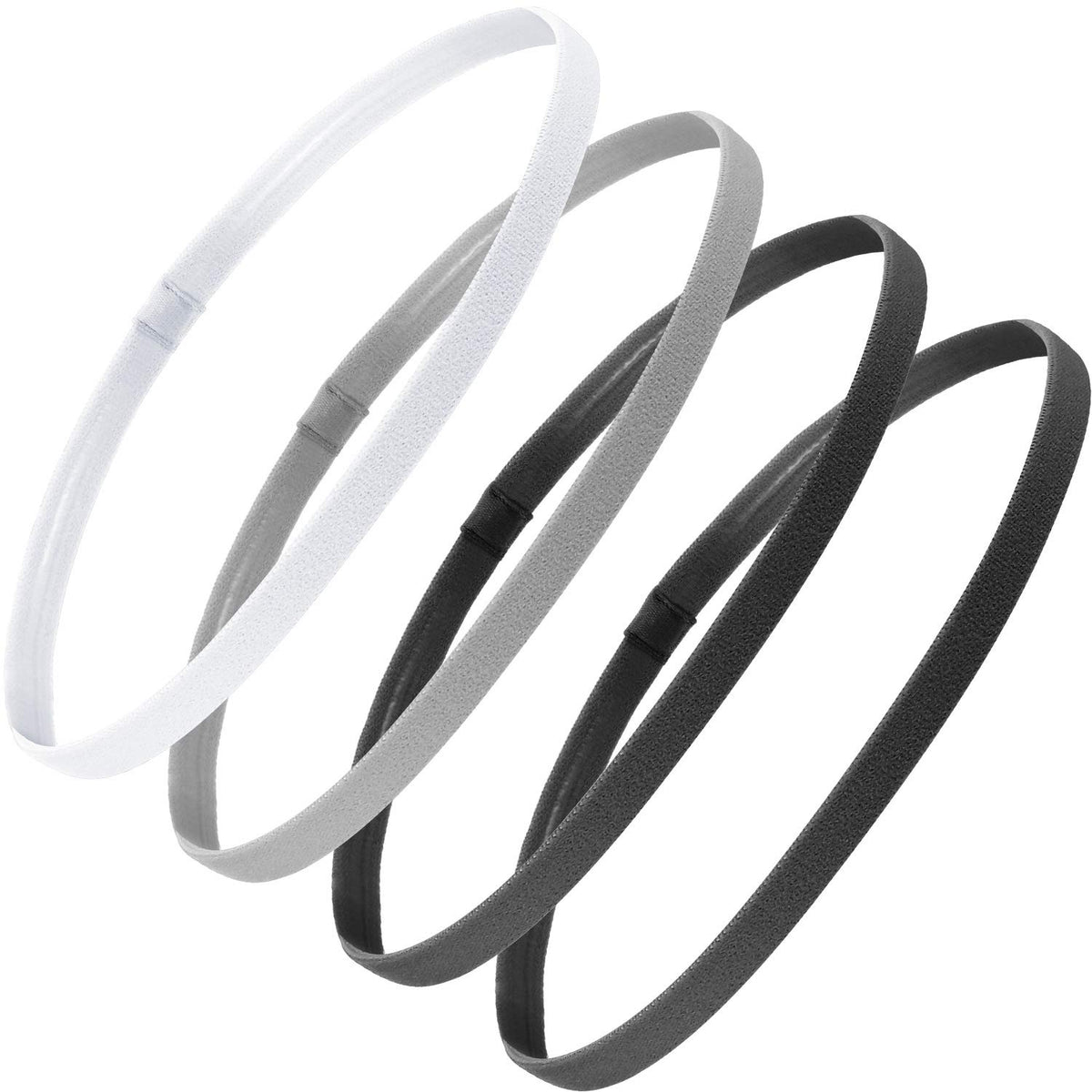 Bandeaux de sport élastiques Bememo en noir, gris et blanc