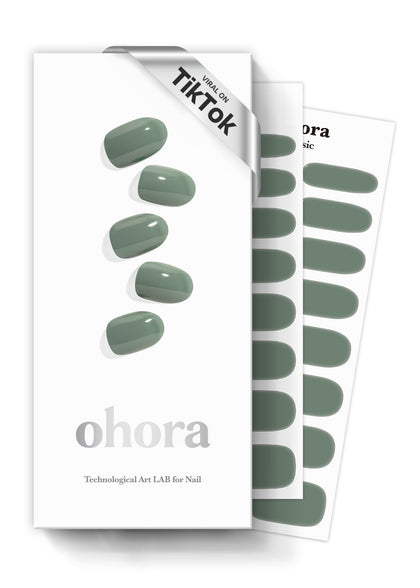 Bandeaux de vernis à ongles semi-cuits ohora couleur verte, vue de face