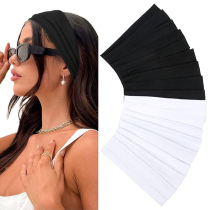 Bandeaux élastiques Huachi pack de 16 en noir et blanc