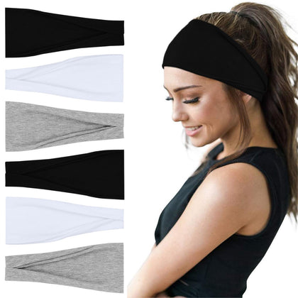 Bandeaux YONUF pack de 6 en blanc, noir et gris