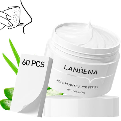 Bandelettes LANBENA pour le nez 60 pièces avec crème anti points noirs