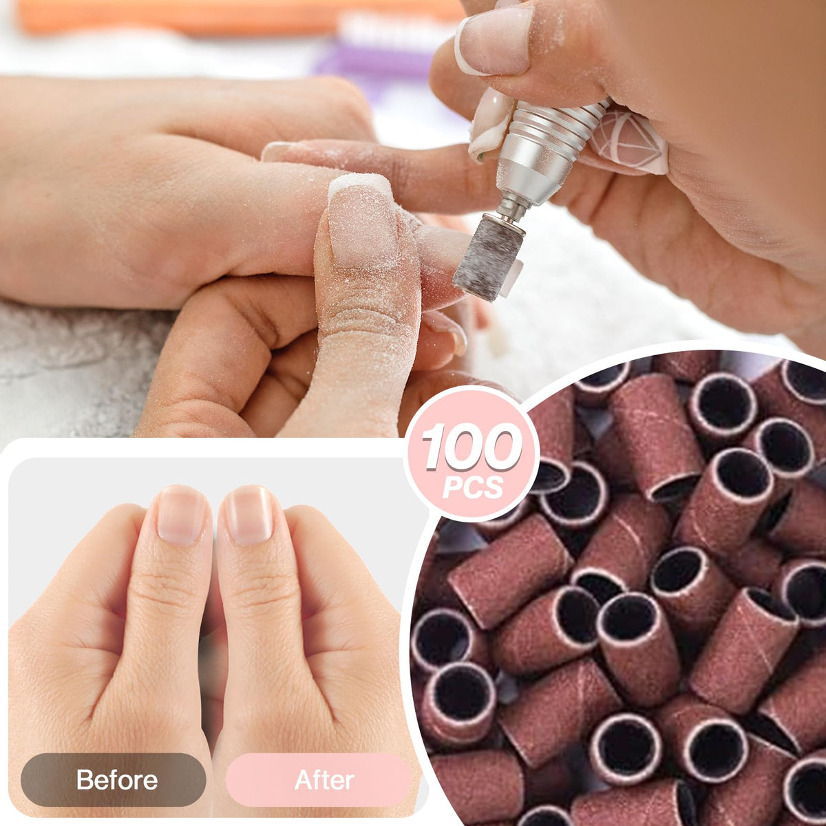 Bandes abrasives dans une trousse de nail art