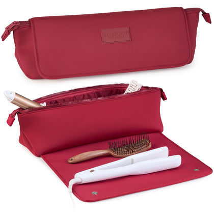 BAREFOOT CARIBOU trousse de voyage pour outils capillaires bourgogne vue de face