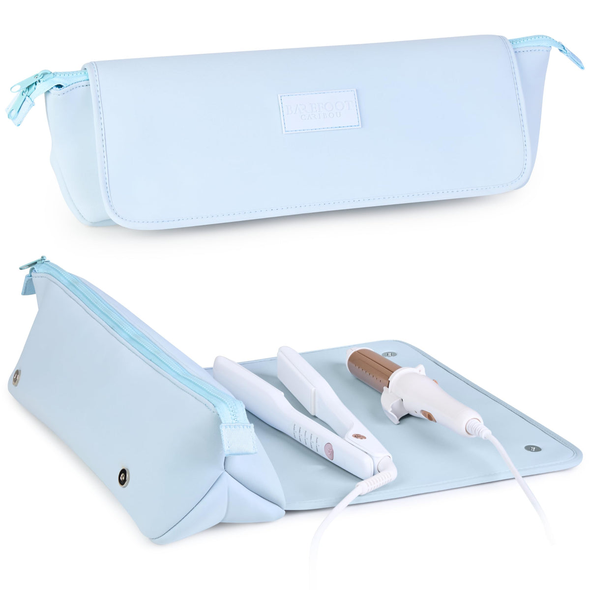 BAREFOOT CARIBOU trousse de voyage pour outils capillaires vue de face