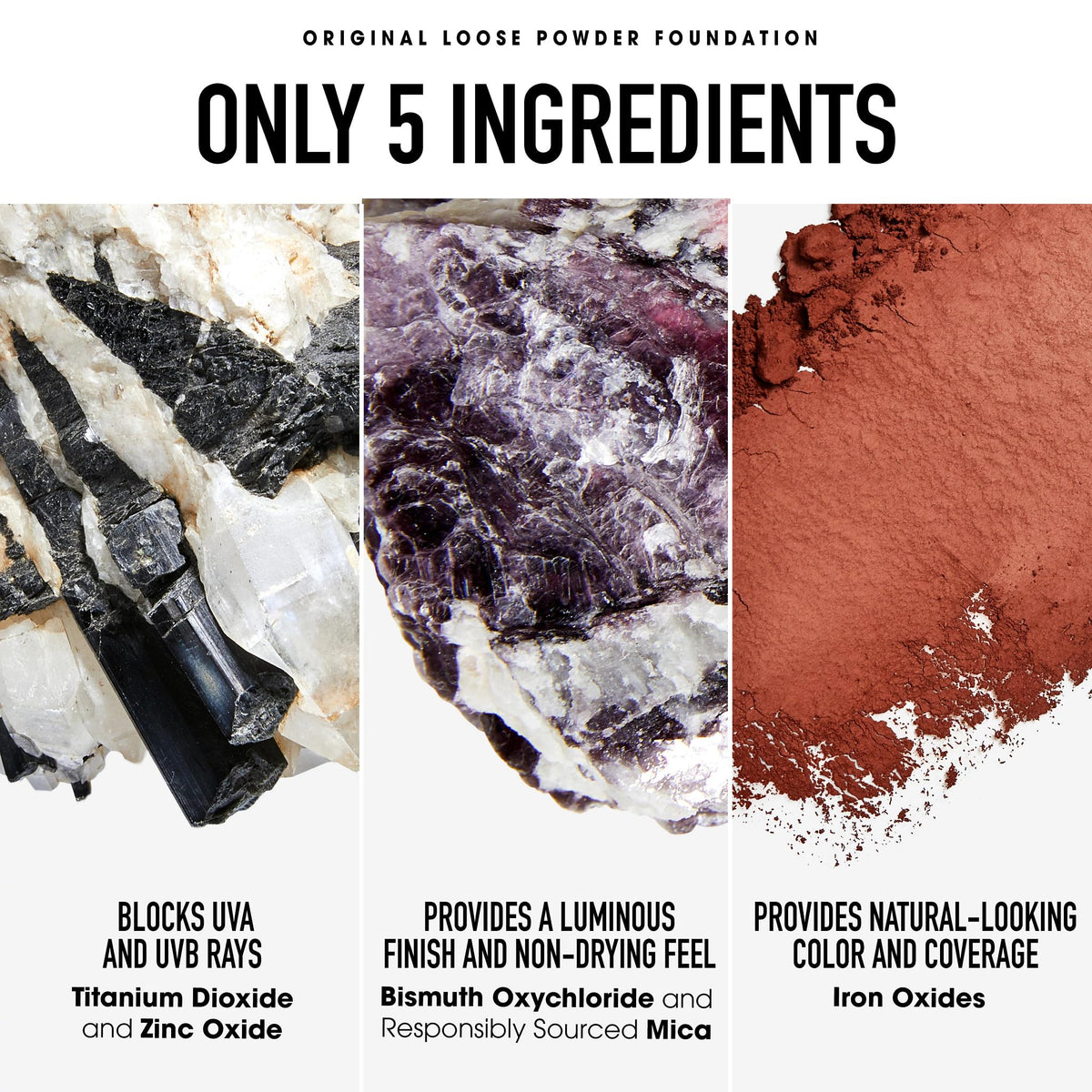 bareMinerals Poudre Minérale Libre SPF 15 50g échantillon sur la main