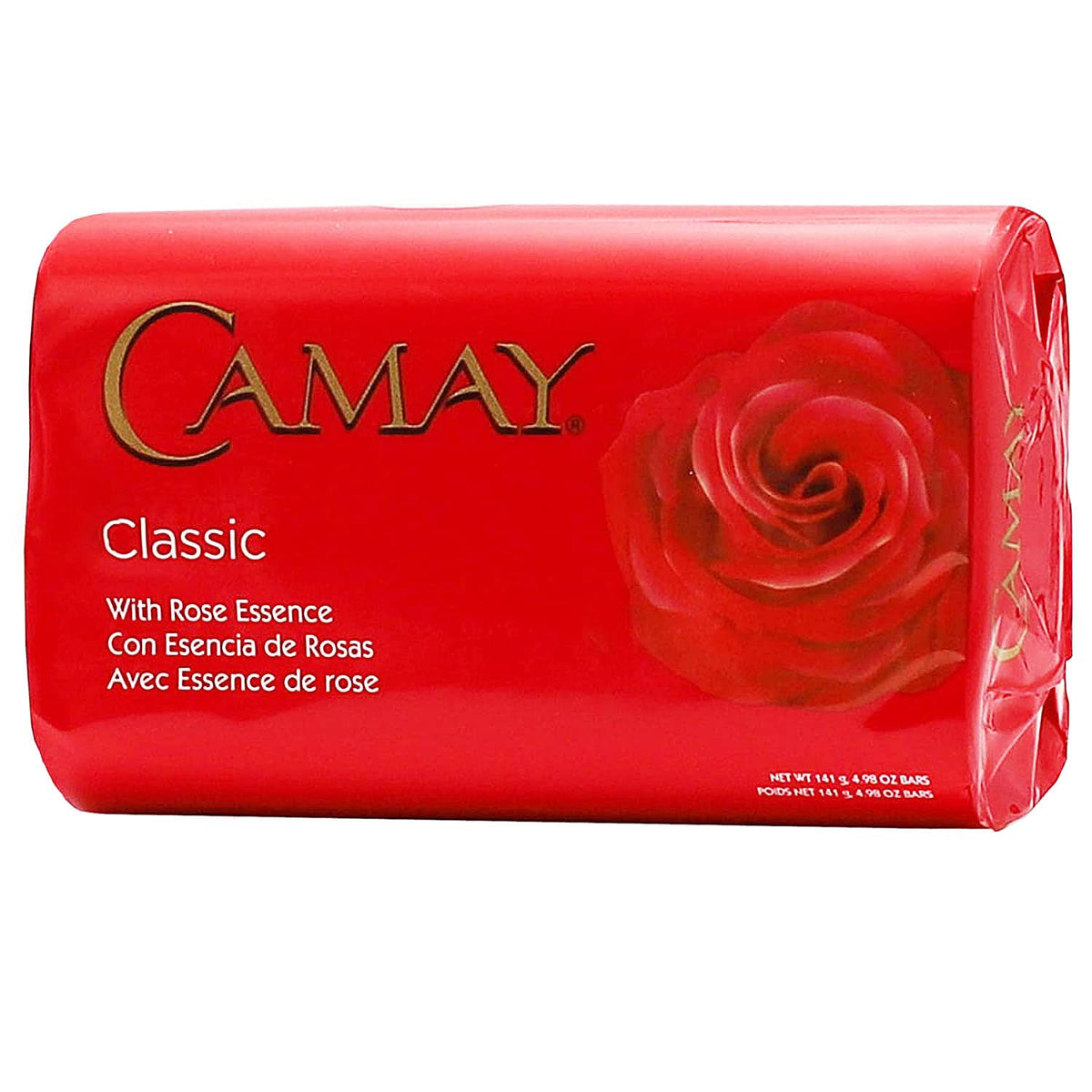 Barre de savon Camay Classique Essence de Rose montrant la texture crémeuse