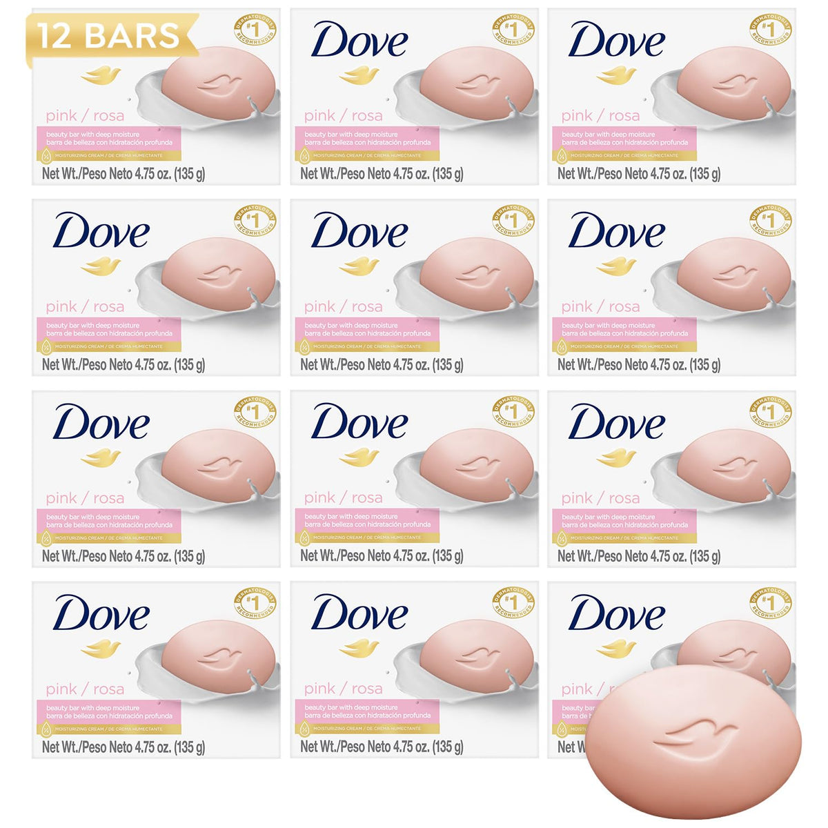 Barre de savon Dove Beauté Rose vue de face