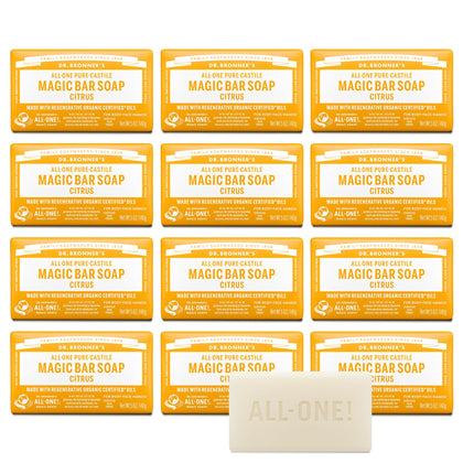 Barre de savon Dr. Bronner's Pure-Castile agrumes vue de devant