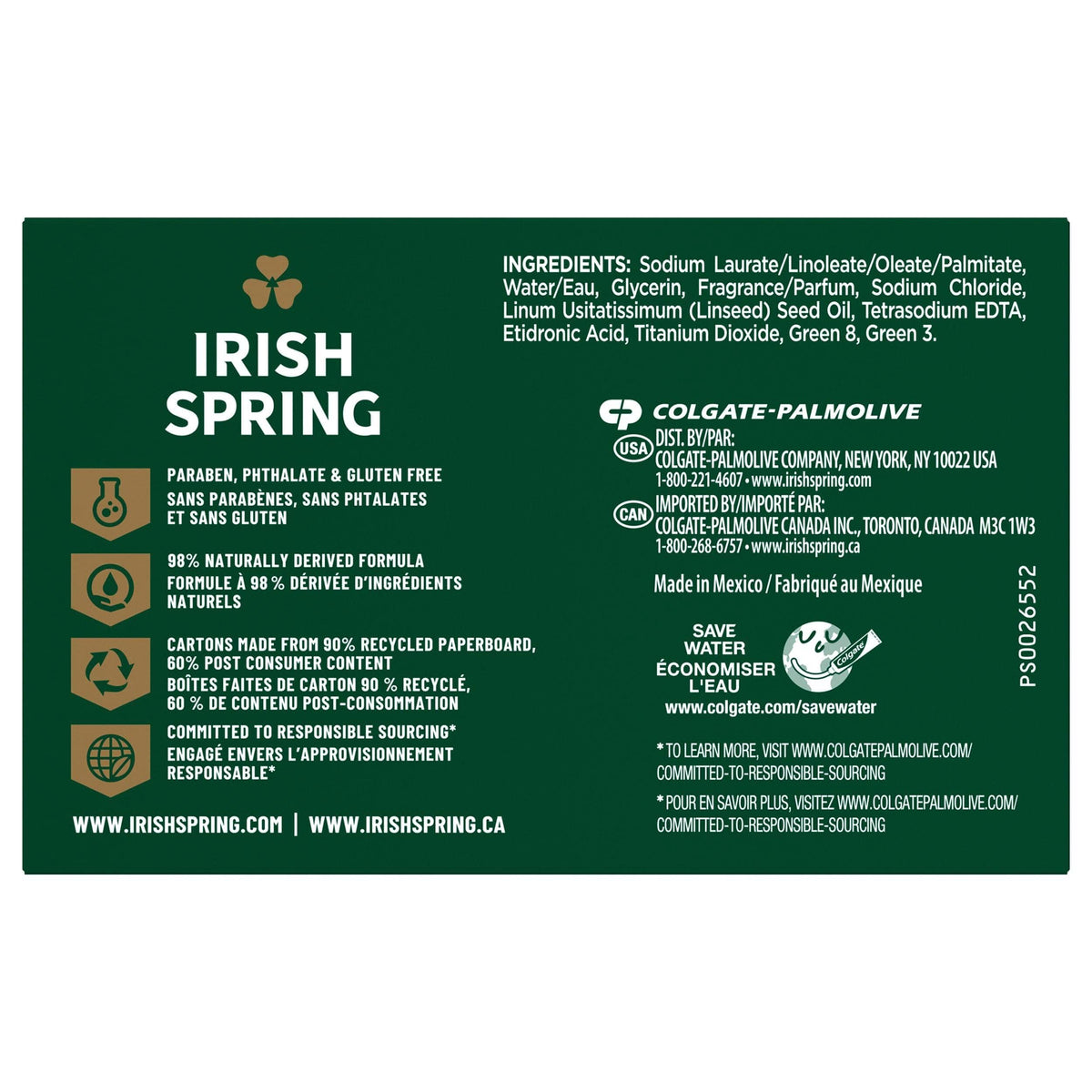 Barre de savon Irish Spring avec mousse riche