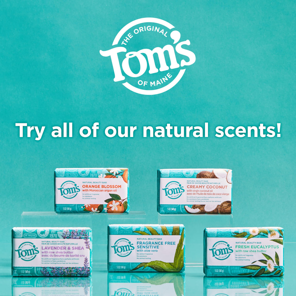 Barre de savon Tom's of Maine, mise en scène dans un environnement naturel