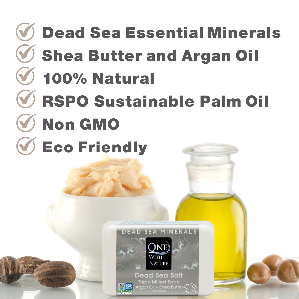 Barres de savon aux sels de la Mer Morte, vue de face