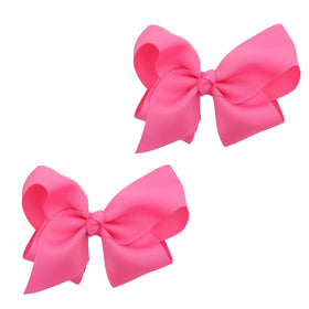 Barrette en grosgrain rose de 3 pouces vue de face