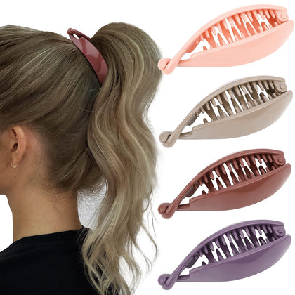 Barrettes banane Hapdoo 4PCS en couleur rose