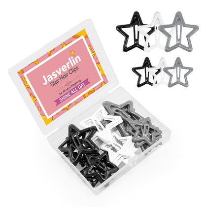 Barrettes étoilées noires JASVERLIN en ensemble de 36 pièces